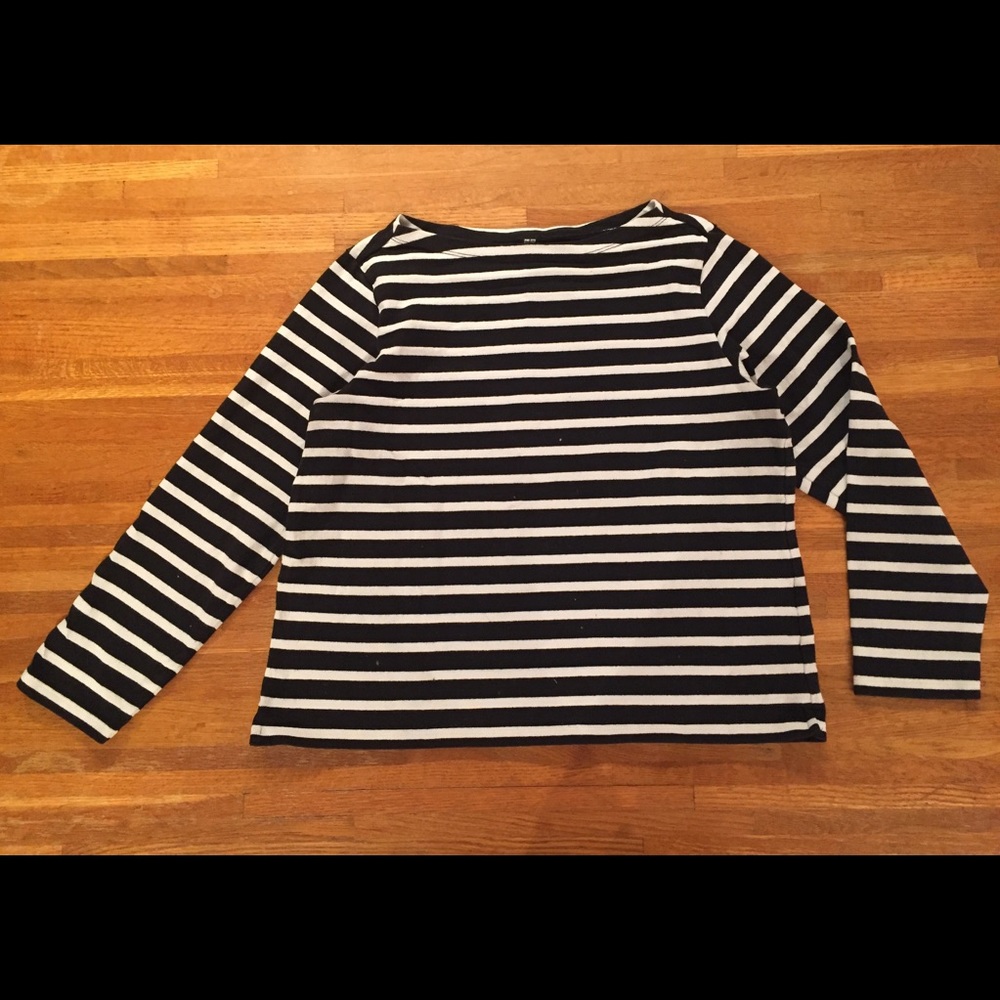 Uniqlo Boat Neck Striped Heavyweight Shirt